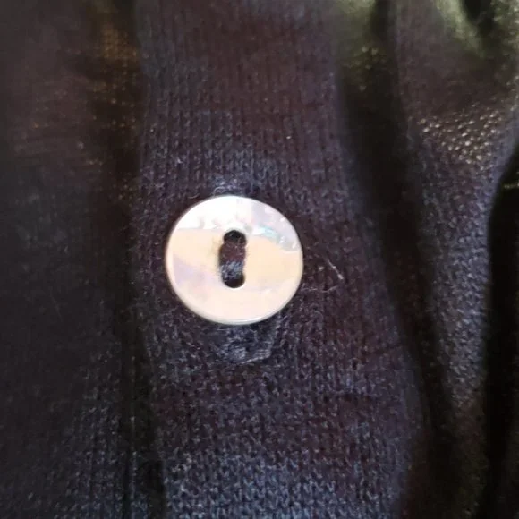 John Paul Richard Button Down Boho Bell Sleeve Overshirt w/Lace Black S - Picture 9 of 9